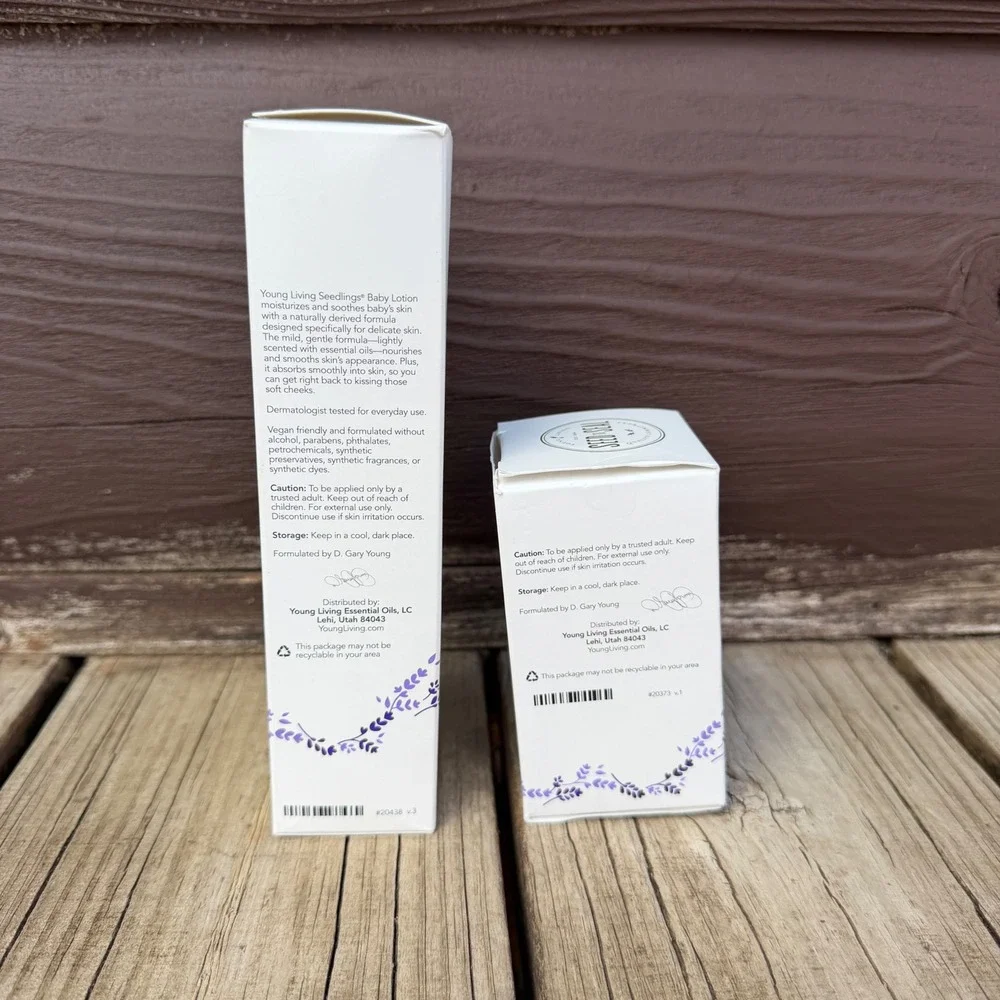 Young Living Seedlings Baby Lotion and Baby Oil Set 4oz 2.5oz White Lavender‎